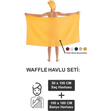 Waffle Banyo Havlu Seti Sarı