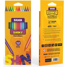 Silka 12'li Kuru Boya 1 Paket Shiny 12 Renk Tam Boy Kuruboya Karton Kutu %100 Yerli Üretim