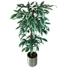 Cihan Çiçekçilik Yeşil Beyaz Yapay Ceviz Ağacı 180 cm 30X30 Metal Saksı