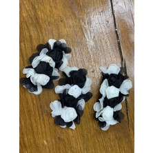 Gönülden Tasarım 10X6 cm 3 Adet Siyah Beyaz Çiçek Aplike Armaa Yama Dikiş Hobi Aksesuarı