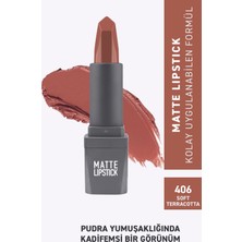 406 Soft Terracotta Mat Ruj - Kuruma Yapmayan Pürüzsüz Dokunuş Kadife Etki - Matte Lipstick