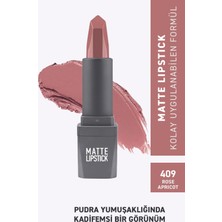 409 Rose Apricot Mat Ruj - Kuruma Yapmayan Pürüzsüz Dokunuş Kadifemsi Etki - Matte Lipstick