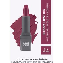 313 Too Rose Parlak Ruj - Nemlendirici Etkili Pürüzsüz Dudak Görünümü - Glossy Lipstick