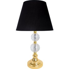 Dekovien Modern Kristal Gold Metal Ayaklı Kumaş Siyah Abajur ABD0077