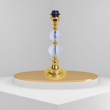 Dekovien Modern Kristal Gold Metal Ayaklı Kumaş Siyah Abajur ABD0077