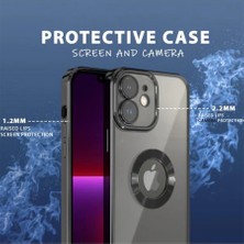 Dexmon iPhone 12 Kılıf 5d Kamera ve Lens Korumalı Plating Logo Cut Arkası Şeffaf Silikon Flay Case