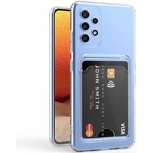 Techno Guru Samsung Galaxy A52 Kılıf Kartlıklı Şeffaf Setra Clear Esnek Silikon Kapak