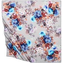 Bursa İpek Gri Fulya Desen Ipeksi Eşarp