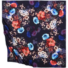 Bursa İpek Lacivert Fulya Desen Ipeksi Eşarp