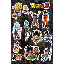 Anime Marketi Dragon Ball Temalı Sticker Etiket Seti - Laptop Telefon Notebook Defter  (13 Adet)