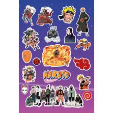 Anime Marketi Naruto Temalı Sticker Etiket Seti - Laptop Telefon Notebook Defter (18 Adet)