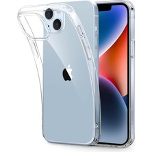 KZY Apple iPhone 14 Plus ile Uyumlu Kapak 1mm Süper Silikon Şeffaf Kılıf