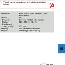 Hafele Euro Cargo Quadro Raylı Çöp Kutusu Gri 90lt