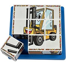 Küpss Çalışkan Araçlar 3D Küp Puzzle - (9 Küp 6 Yapboz) - Kepçe/itfaiye/traktör/vinç/kamyon/forklift