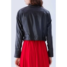 ROMAN Deri Görünümlü Kısa Ceket Siyah Y2117508_001