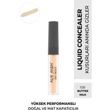 Alix Avien Likit Göz Altı Kapatıcısı - Orta Ten Sıcak Nötr Cilt Alt Tonu - Liquid Concealer 108 Butter Milk