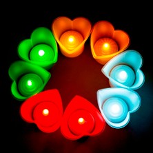 Kuzey Oyuncak Heart LED Light Multi Colors Candle 8 Adet Kalpli LED Işıklı Mum Kırmızı Mum Yeşil Mum Beyaz Mum Sarı Mum