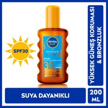 NIVEA Sun SPF30 Koruma & Bronzluk Güneş Yağı 200 ml Sprey,Yüksek Güneş Koruması