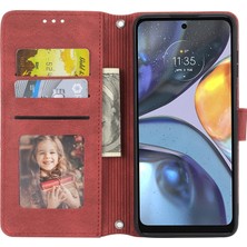 Yue Store Motorola Moto G22 Kırmızı Için Pu Kılıf (Yurt Dışından)