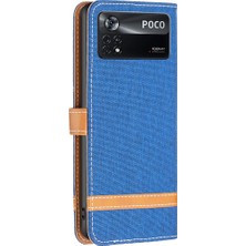 Yue Store Denim Doku Deri Kılıfı Xiaomi Poco M4 Pro 5g Kraliyet Mavisi (Yurt Dışından)