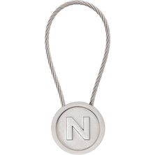 Laton N Anahtarlık, Paslanmaz Çelik Örgülü Kablo, Metal Krom Kaplamalı, Saten Nikel, Çinko Alaşım