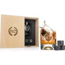 Hediyesepeti Hediye Sepeti Arma Tasarımlı Ahşap Kutulu Viski Kadeh Seti