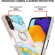 Cool-M Samsung Galaxy A14 5g Yüzük Kickstand Imd Mermer Desen Telefon Kılıfı Anti-Çizelge Elektro-Çizelge Tpu Kapak (Yurt Dışından)