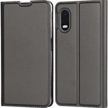 Cool-M Samsung Galaxy Xcover Pro Stand Özelliği Pu Derisi Flip Telefon Kılıfı Manyetik Otomatik Absorbed Koruyucu Folio Kapak Kart Tutucu - Siyah (Yurt Dışından)