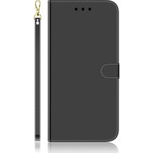 Cool-M Bilek Kayışı Manyetik Kapanma Ayna Benzeri Yüzey Kapağı Pu Deri + Tpu Katlanabilir Stand Samsung Galaxy A03 Için Cüzdanlı Telefon Kılıfı (166.5 x 75.98 x 9.14MM) - Siyah (Yurt Dışından)