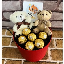 Lenostra Kardeşe - Eşe - Sevgiliye Doğum Günü Hediyesi - Tatlı Ayıcık ve Ferrero Rocher Hediye Kutusu