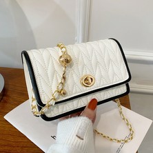 Ceticaldi Zincir Moda Basit Doku Küçük Kare Çanta Tek Omuz Messenger Çanta (Yurt Dışından)