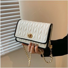 Ceticaldi Zincir Moda Basit Doku Küçük Kare Çanta Tek Omuz Messenger Çanta (Yurt Dışından)