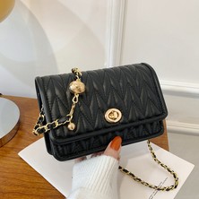 Ceticaldi Zincir Moda Basit Doku Küçük Kare Çanta Tek Omuz Messenger Çanta (Yurt Dışından)