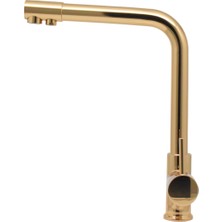 Kustar Gold 3 Yollu Arıtma Çıkışlı Mutfak Evye Bataryası