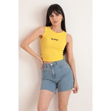 Elissa Life Styler Kaşkorse Kumaş Off Yazılı Kadın Crop