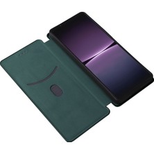 Xshop Sony Xperia 1 V Stand Pu Deri Telefon Kılıfı Karbon Fiber Doku Kartı Tutucu Telefon Kapağı (Yurt Dışından)