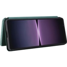 Xshop Sony Xperia 1 V Stand Pu Deri Telefon Kılıfı Karbon Fiber Doku Kartı Tutucu Telefon Kapağı (Yurt Dışından)