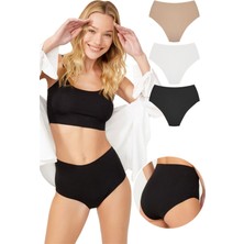 COTTONHILL Yüksek Bel Basic Lazer Kesim Bikini Külot 3'lü Paket - 6