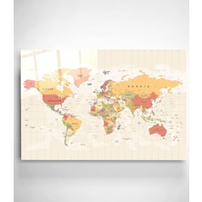 Hinora Dünya Haritası Cam Tablo, Dekoratif Cam Tablo