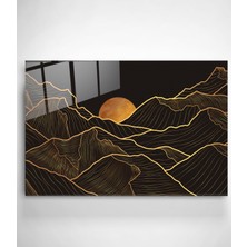 Hinora Gold Dolunay Cam Tablo, Dekoratif Cam Tablo