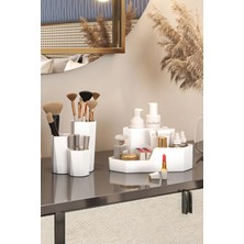 Pufwin Home 2'li Makyaj Kozmetik ve Takı Düzenle Kutusu Fırçalıklı Organizer Seti