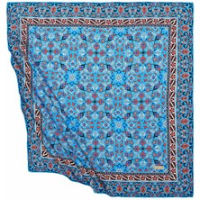 Turkuaz Türk Motifli Çini Desen Ipeksi Eşarp
