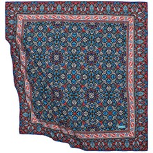 Bursa İpek Lacivert Türk Motifli Çini Desen Ipeksi Eşarp