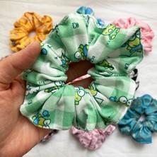 ModaZey Kurbağa Desenli Scrunchie & Lastikli Toka