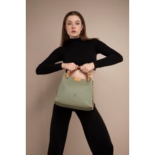 Just Polo Büyük Boy Salaş  Örgü Detaylı 4 Bölmeli Kadın Omuz Çantası  4031-LB