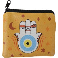 Attach Fatma Ananın Eli Nazar Boncuk Tasarım Süet Bozuk Para Cüzdanı