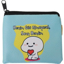 Attach Benim Gibi Olmayacak Resimli Tasarım Süet Bozuk Para Cüzdanı