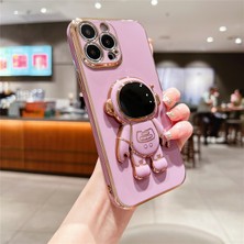 TahTicMer Apple iphone 11 Pro Uyumlu Kılıf Astronot Gizli Standlı Silikon Tutuculu Katlanabilir Lazer Tpu