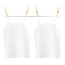 Blackspade Kız Çocuk Beyaz Atlet 2'li Paket Esnek Kumaş ve Nefes Alabilir Özellikler