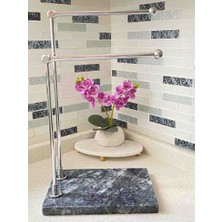 Afiliyol Luxury Mermer Ayaklı Metal Banyo ve Mutfak El Havluluk ve Kağıt Havluluk Standı Havluluk Siyah